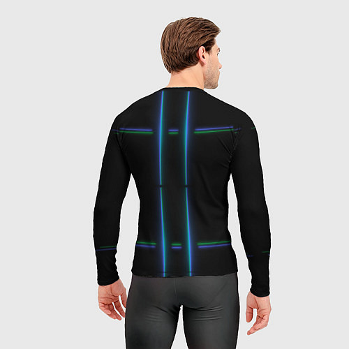 Мужской рашгард Color black green blue lines / 3D-принт – фото 4
