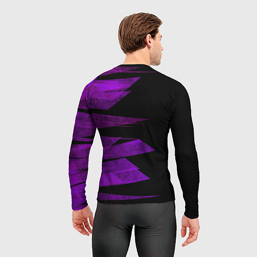 Мужской рашгард Color purple black stripes / 3D-принт – фото 4