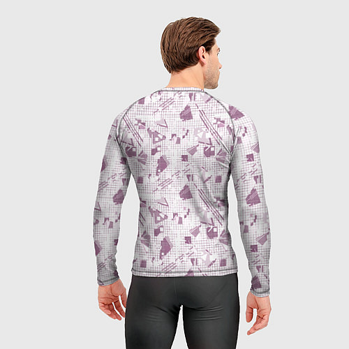 Мужской рашгард Мемфис бордовый на белом геометрический клетчатый / 3D-принт – фото 4