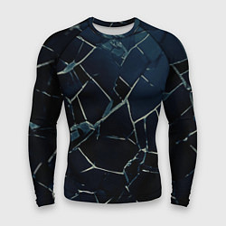 Рашгард мужской Тёмный чёрно-синий битые плиты, цвет: 3D-принт