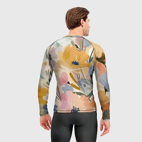 Мужской рашгард Цветы акварель / 3D-принт – фото 4