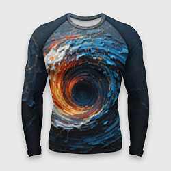 Рашгард мужской Краска синяя и оранжевая в форме вихря, цвет: 3D-принт