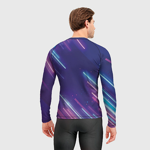 Мужской рашгард Абстракция бело синие красные полосы / 3D-принт – фото 4