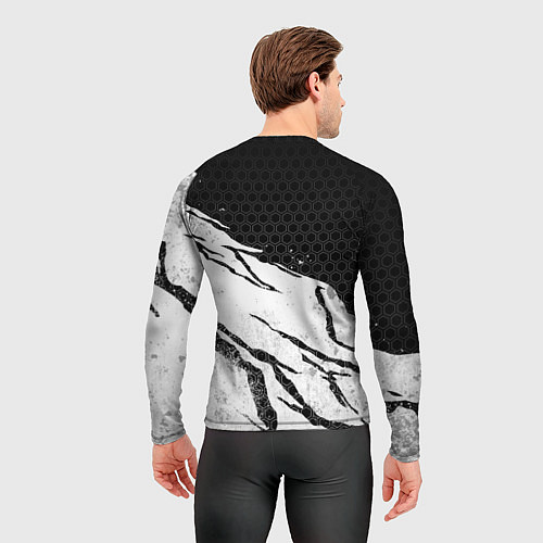 Мужской рашгард Федерация бокса России - белый затертый / 3D-принт – фото 4