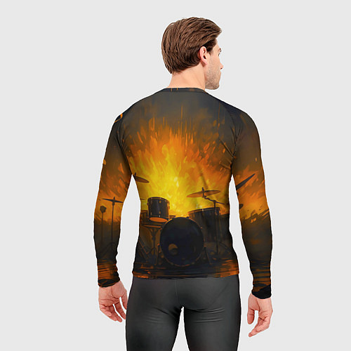 Мужской рашгард Гитарист играющий в пламени / 3D-принт – фото 4