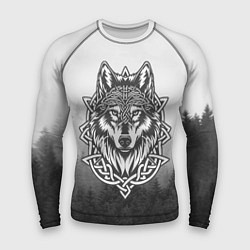 Рашгард мужской Волк в кельтском стиле и лес, цвет: 3D-принт