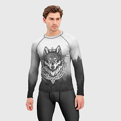 Рашгард мужской Волк в кельтском стиле и лес, цвет: 3D-принт — фото 2