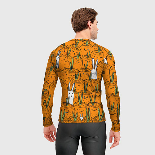 Мужской рашгард Милый кролики в морковном поле / 3D-принт – фото 4