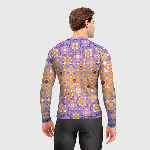 Мужской рашгард Узорчатая метаморфоза сиренево-оранжевая / 3D-принт – фото 4