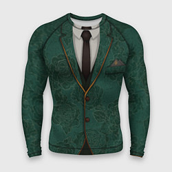 Мужской рашгард Тёмно-зелёный пиджак с розами