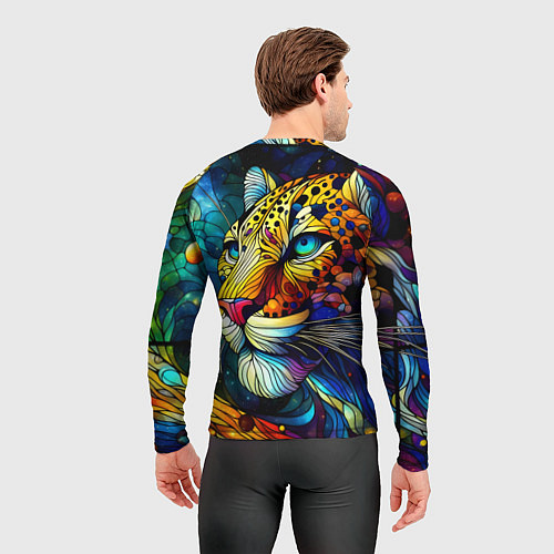 Мужской рашгард Морда леопарда - витраж / 3D-принт – фото 4