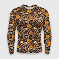 Мужской рашгард Новогодний орнамент с корицей и дольками апельсина