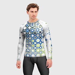 Рашгард мужской Сине-зеленая абстракция, цвет: 3D-принт — фото 2