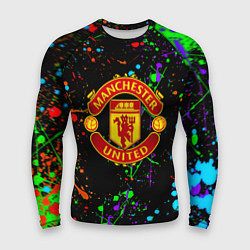 Мужской рашгард Манчестер Юнайтед неоновые краски