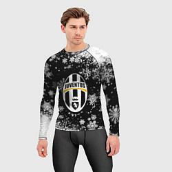 Рашгард мужской Ювентус белые снежинки краски, цвет: 3D-принт — фото 2