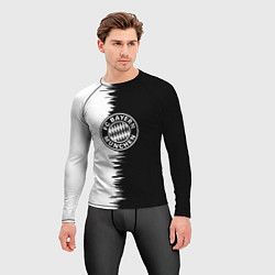 Рашгард мужской Бавария Мюнхен черно белые штрихи, цвет: 3D-принт — фото 2