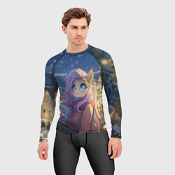 Рашгард мужской Аниме - лошадка в новогодней атмосфере, цвет: 3D-принт — фото 2