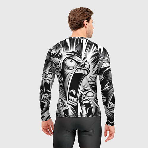 Мужской рашгард Орущие рожицы и чёрные молнии - нейроарт / 3D-принт – фото 4