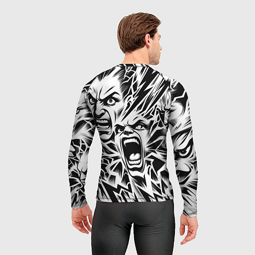 Мужской рашгард Свирепые лица и молнии - нейроарт / 3D-принт – фото 4