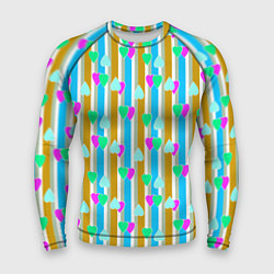 Мужской рашгард Полосатый с сердечками ретро в горошек