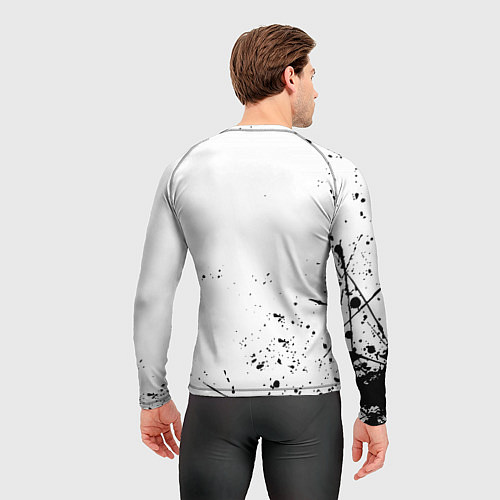 Мужской рашгард Ювентус черные краски всплеск / 3D-принт – фото 4