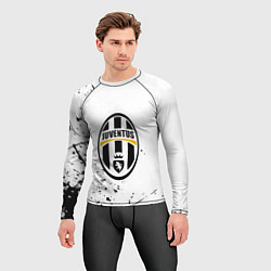 Рашгард мужской Ювентус черные краски всплеск, цвет: 3D-принт — фото 2