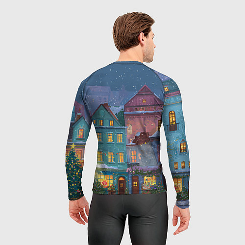Мужской рашгард Новогодний дворик / 3D-принт – фото 4