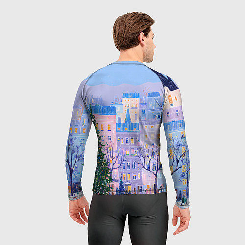 Мужской рашгард Новогодний двор / 3D-принт – фото 4