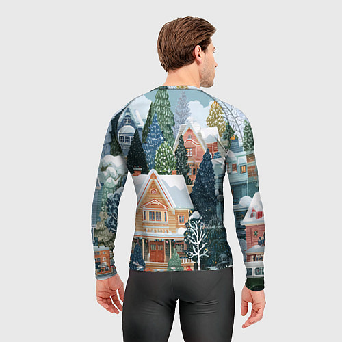 Мужской рашгард Новогодний елочный двор / 3D-принт – фото 4