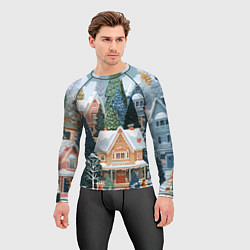 Рашгард мужской Новогодний елочный двор, цвет: 3D-принт — фото 2