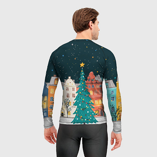 Мужской рашгард Новогодняя ночь в городе / 3D-принт – фото 4