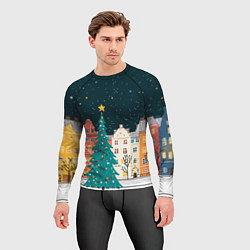 Рашгард мужской Новогодняя ночь в городе, цвет: 3D-принт — фото 2