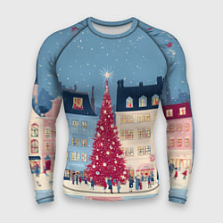 Рашгард мужской Новогоднее гуляние у красной елки, цвет: 3D-принт