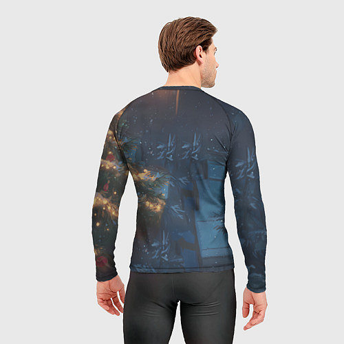 Мужской рашгард Белая пятнистая новогодняя лошадка / 3D-принт – фото 4