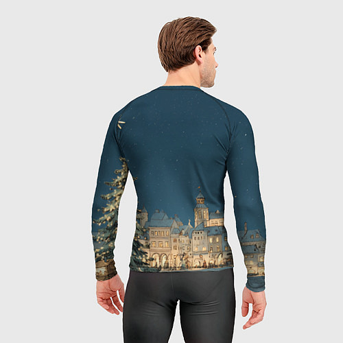 Мужской рашгард Новогодняя атмосфера в городе / 3D-принт – фото 4