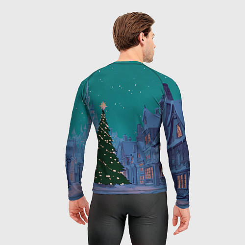 Мужской рашгард Зеленая новогодняя елка во вдоре / 3D-принт – фото 4