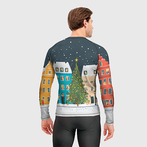 Мужской рашгард Новогодний снежный город / 3D-принт – фото 4
