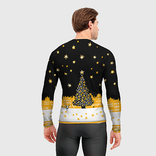 Мужской рашгард Новый год в черно-желтом стиле / 3D-принт – фото 4