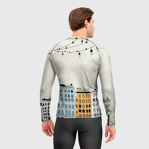 Мужской рашгард С новым годом - новогодний городок / 3D-принт – фото 4
