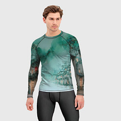 Рашгард мужской Новогодняя туманная улица, цвет: 3D-принт — фото 2