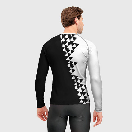 Мужской рашгард Juventus черно белая геометрия текстура / 3D-принт – фото 4