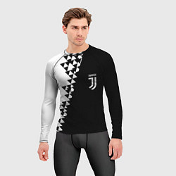 Рашгард мужской Juventus черно белая геометрия текстура, цвет: 3D-принт — фото 2