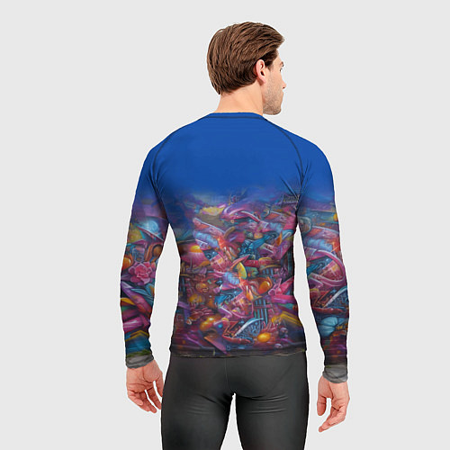 Мужской рашгард Абиссинка на фоне стены с граффити / 3D-принт – фото 4