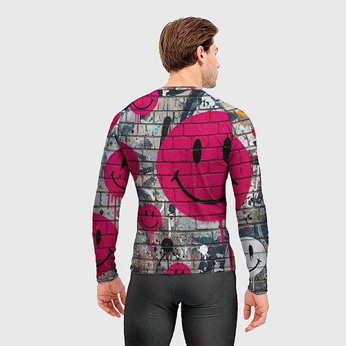 Мужской рашгард Розовые смайлы граффити / 3D-принт – фото 4