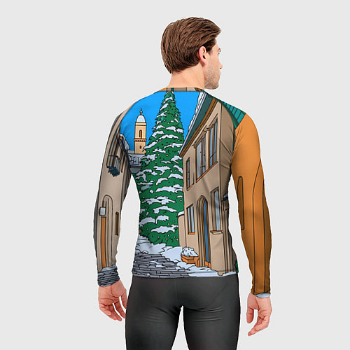 Мужской рашгард Лошадка распаковывает новогодний подарок / 3D-принт – фото 4