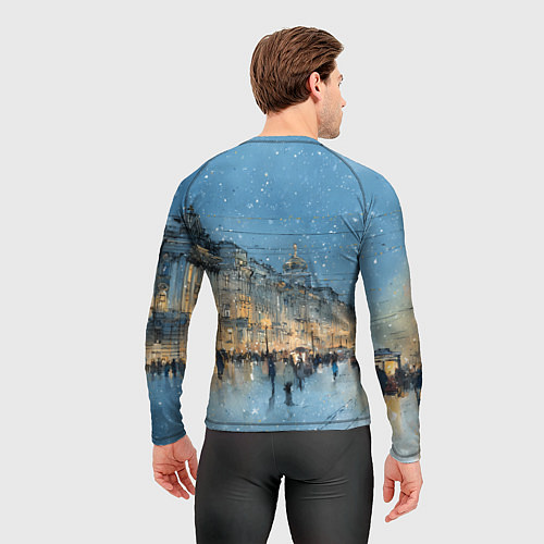 Мужской рашгард Снежный вечер Санкт-Петербурга / 3D-принт – фото 4