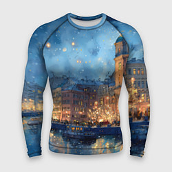 Рашгард мужской Зимняя ночь Санкт-Петербурга, цвет: 3D-принт