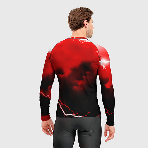 Мужской рашгард Ливерпуль шторм молнии красный / 3D-принт – фото 4