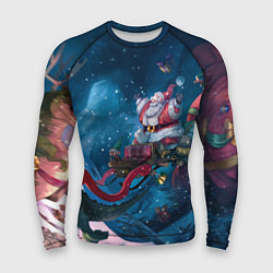 Рашгард мужской Санта с динозавром, цвет: 3D-принт
