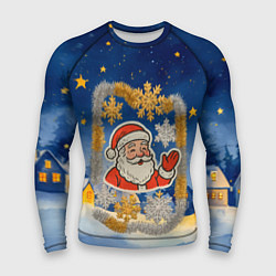 Мужской рашгард Санта и гирлянда